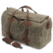 7. WaxCover Weekender II Vintage™ Podręczna torba podróżna, weekendowa. Gruba bawełna woskowana i skóra naturalna. Damska / męska. Kolor: szara